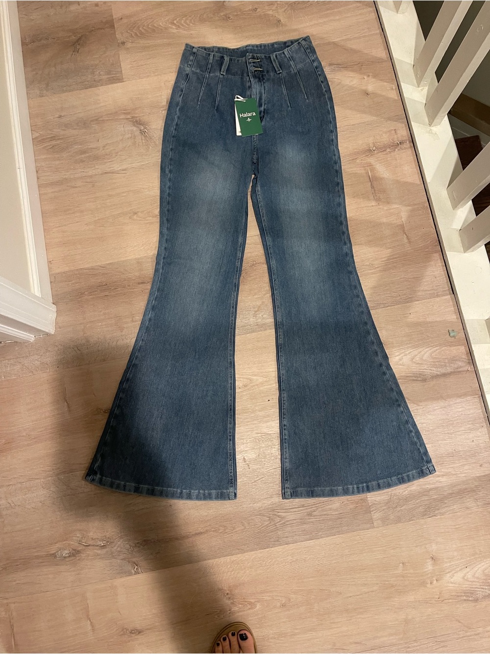 HALARA Dark Blue High-Waisted Flare Jeans